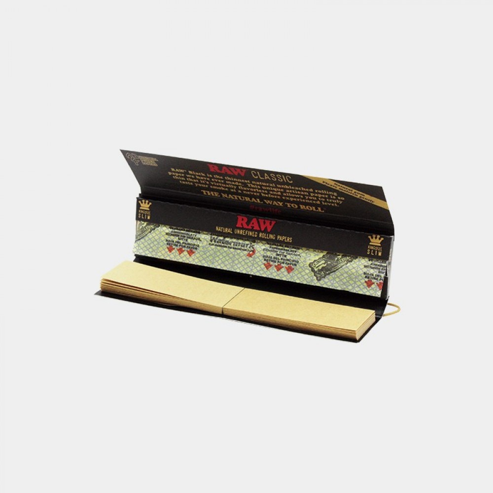 RAW Black Classic Connoisseur King Size Slim Papers with Tips