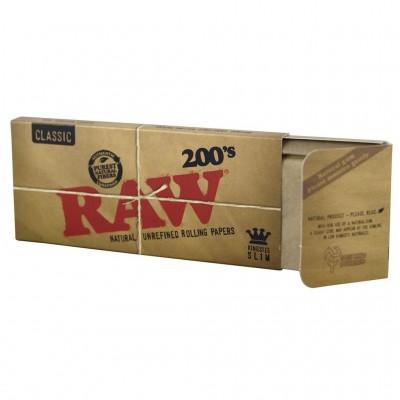 RAW 200's Classic King Size Slim Natural Uncreased Rolling Papers