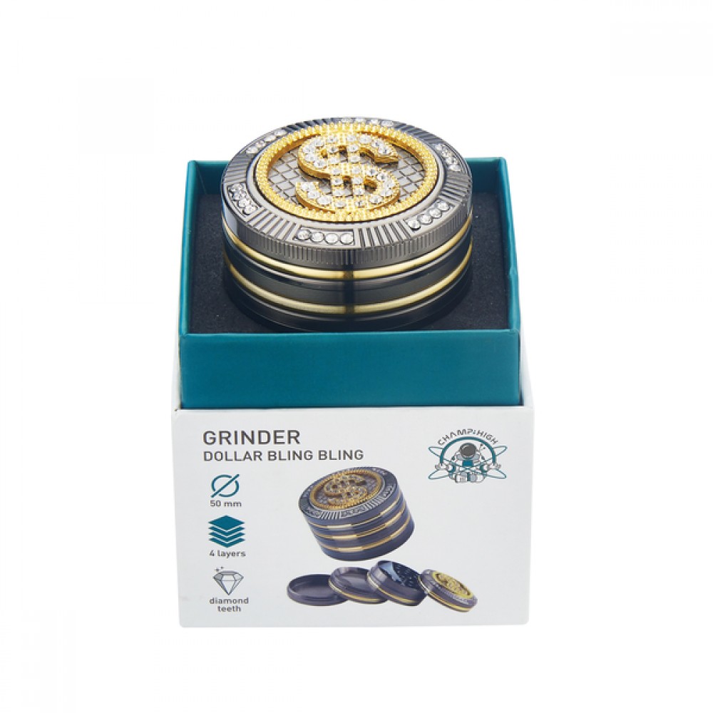 Bling Bling 4 Part Dollar Grinder by Champ High - 50mm