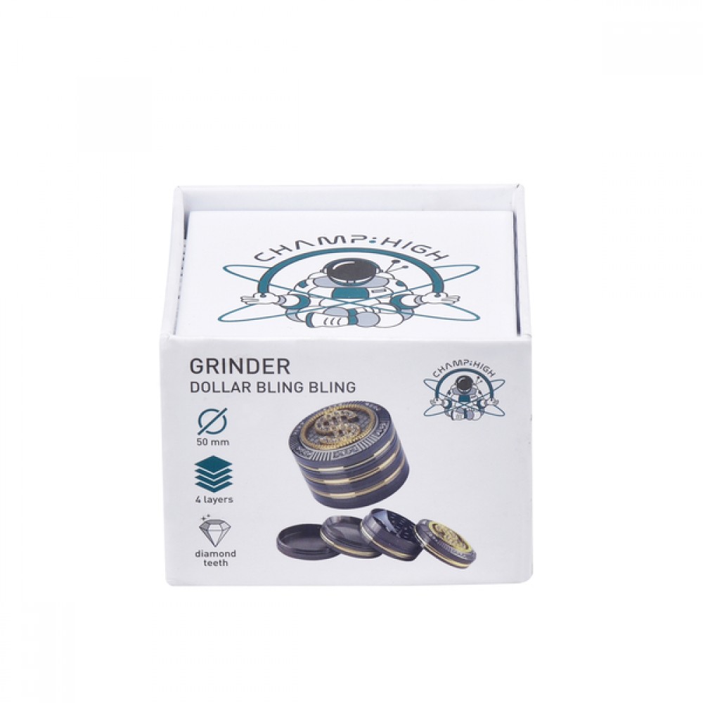 Bling Bling 4 Part Dollar Grinder by Champ High - 50mm