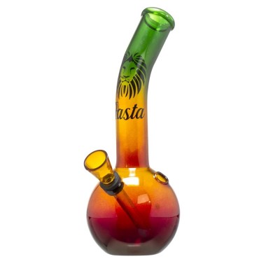 Bent Neck Rasta Glass Bong - 18cm
