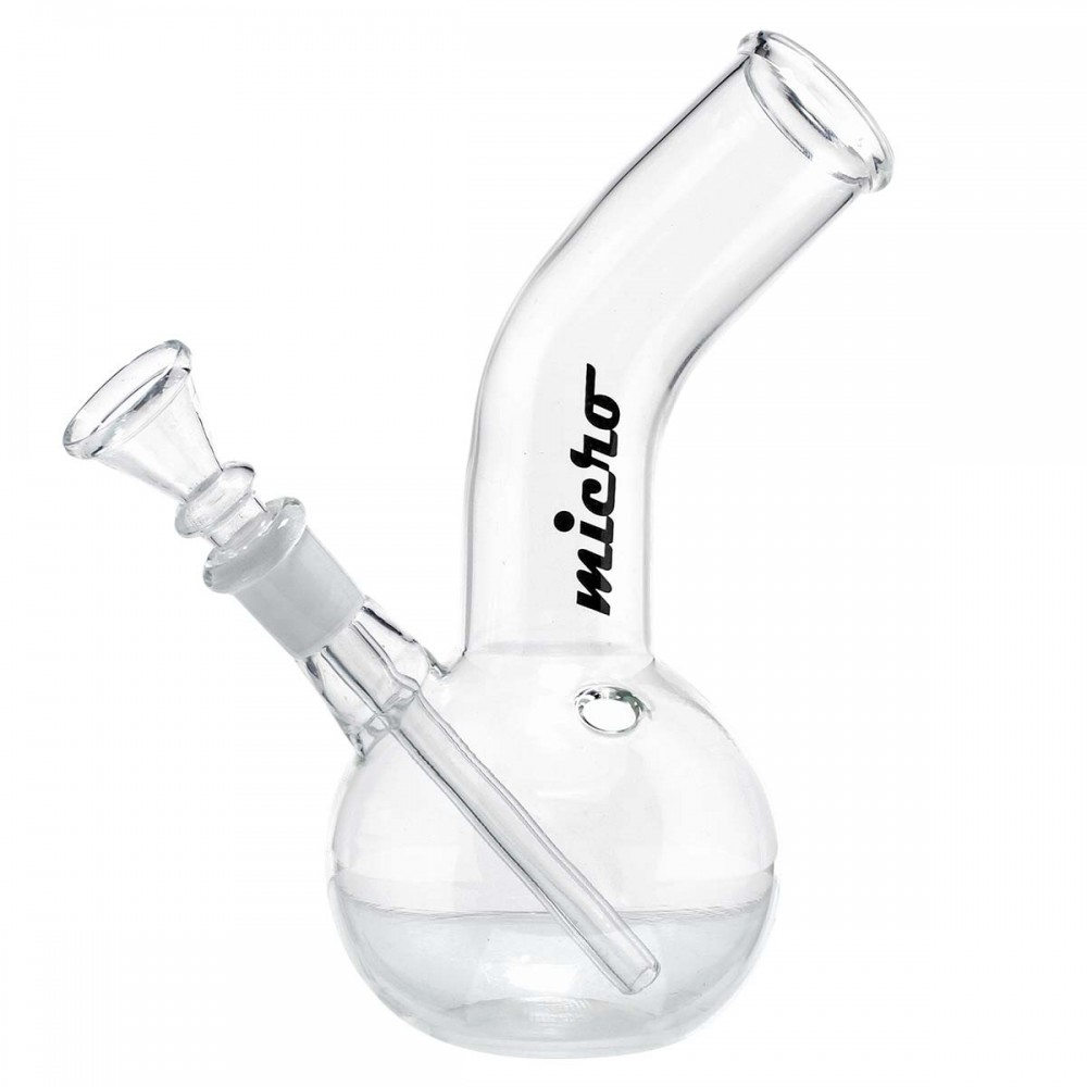 Bent Neck Wide Glass Bong by Micro - 18cm