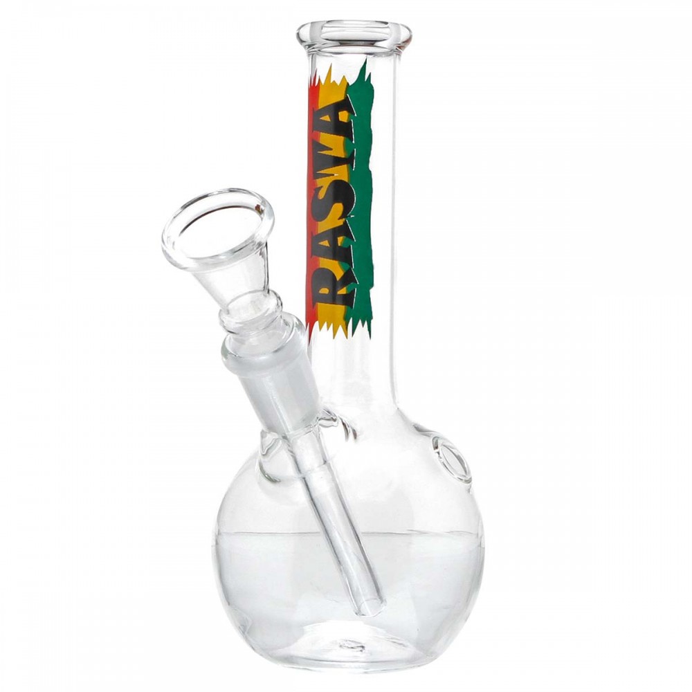 Glass Bong with Rasta Flag - 16cm