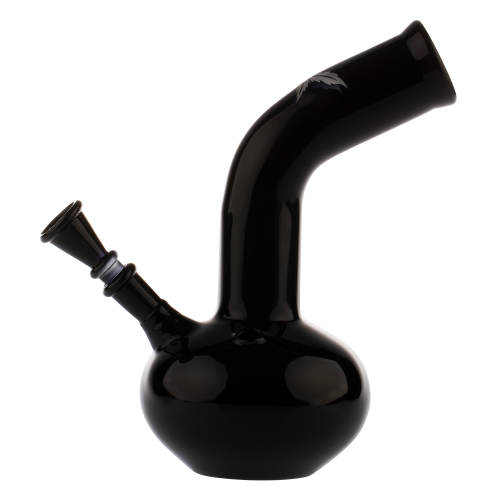 Black Glass Bong with Bent Neck by Black Art - 22cm
