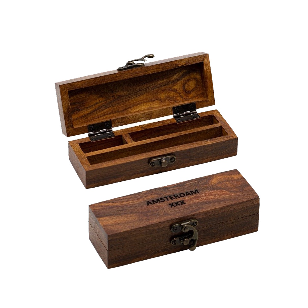 Small Dark Wooden Roll Box by Amsterdam - 15 x 6cm