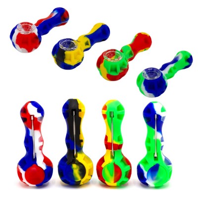 Silicone Psychedelic Camo Pipe - 10cm