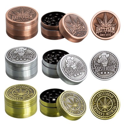 3 Part Leaf Design Zinc Grinder by Amsterdam - 40mm