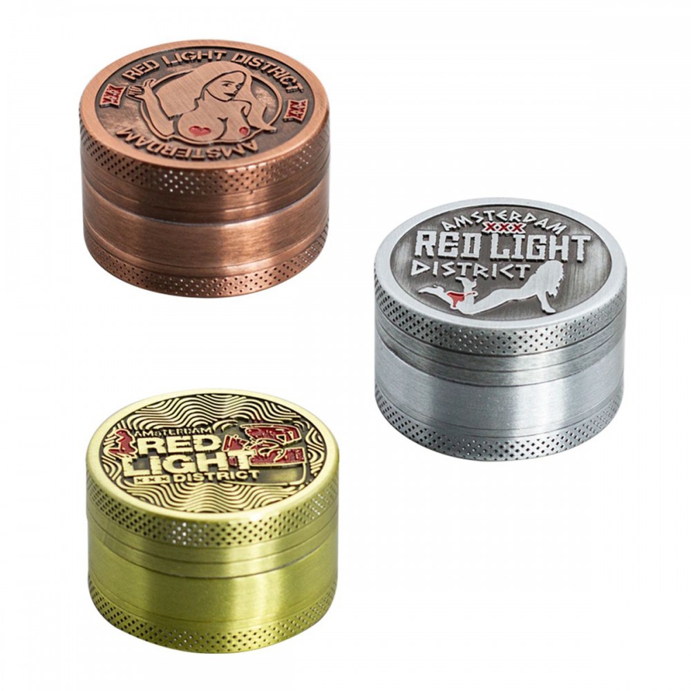 3 Part Red Light Design Zinc Grinder by Amsterdam - 40mm