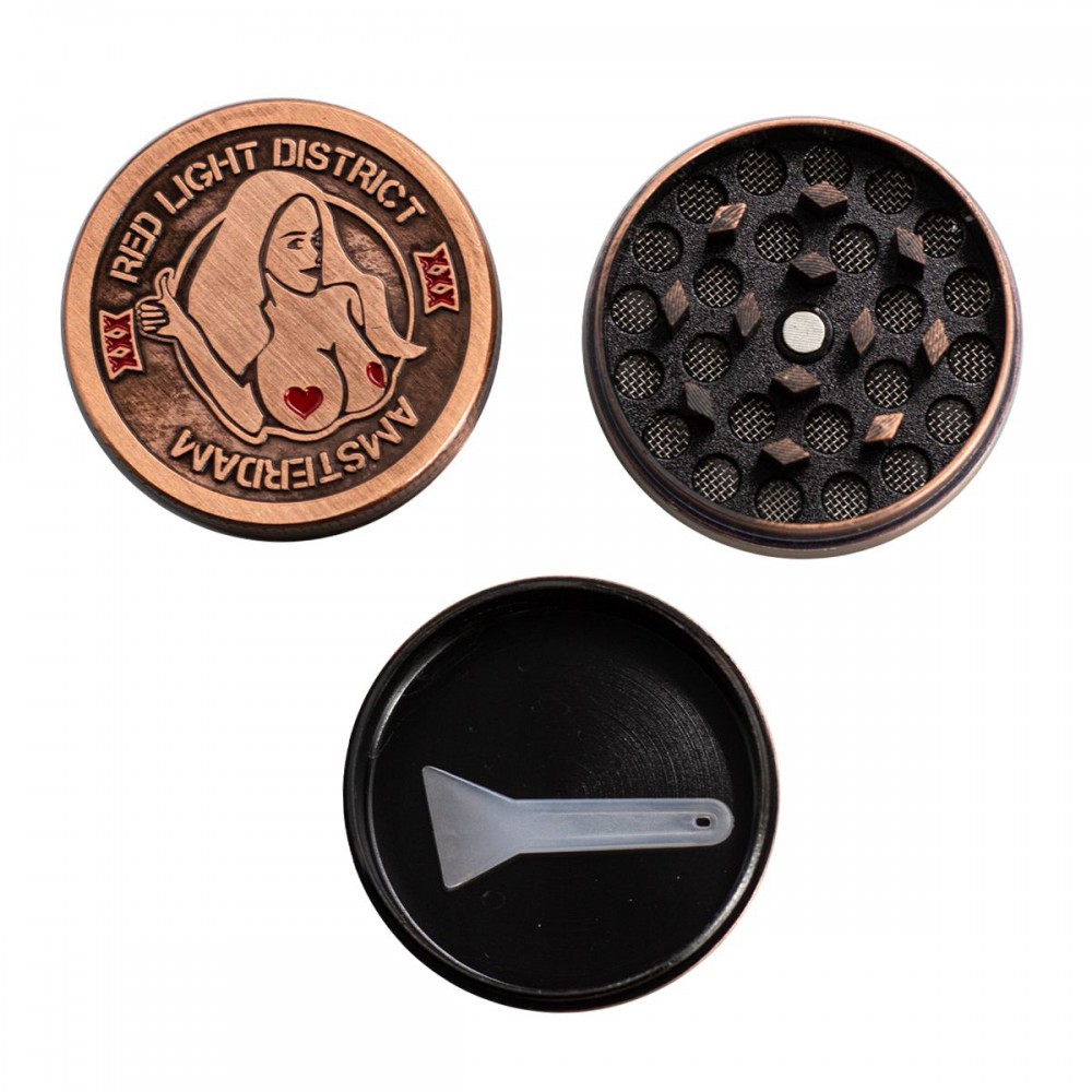 3 Part Red Light Design Zinc Grinder by Amsterdam - 40mm