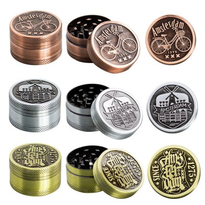 3 Part Classic Amsterdam Design Zinc Grinder - 40mm