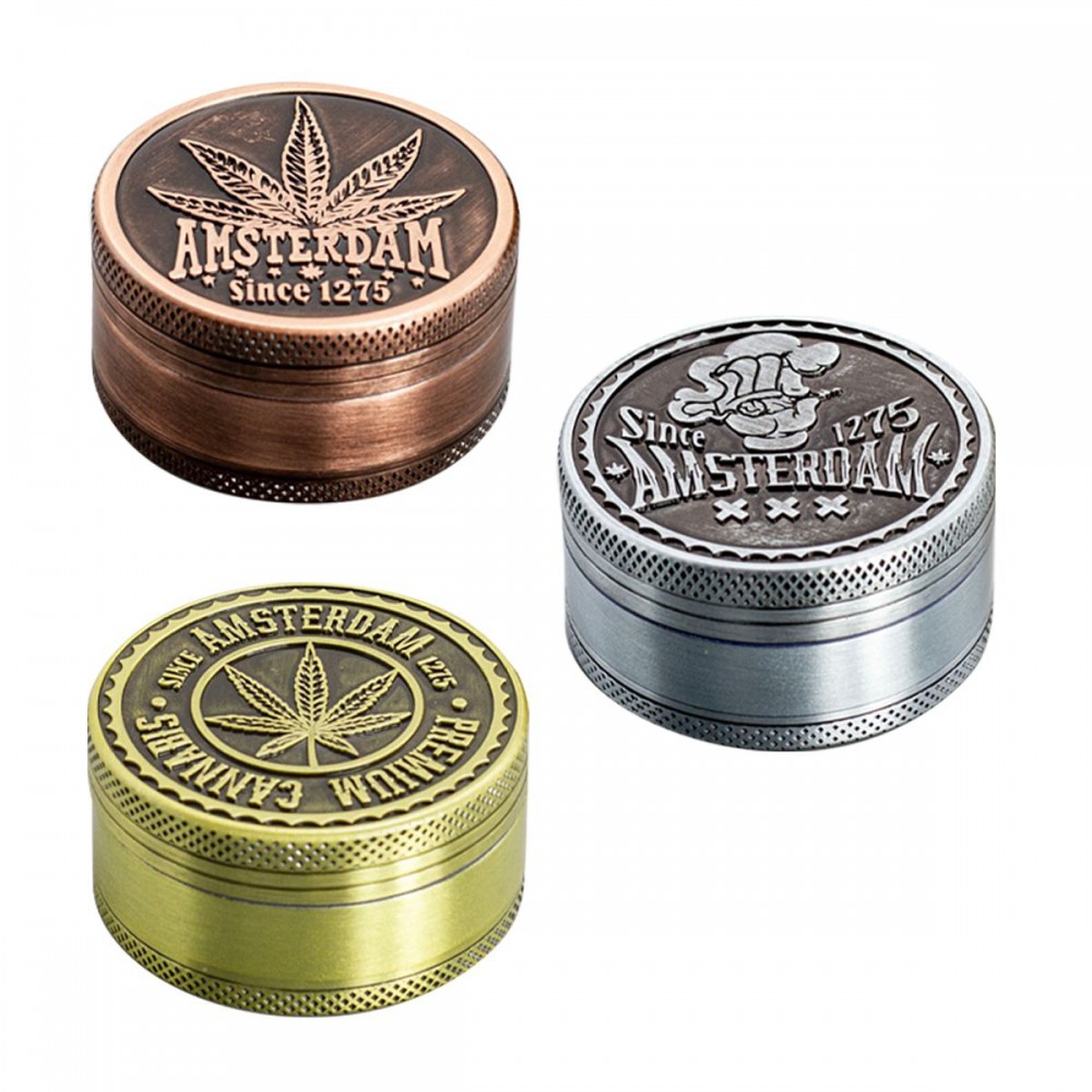 3 Part Leaf Design Zinc Grinder by Amsterdam - 50mm