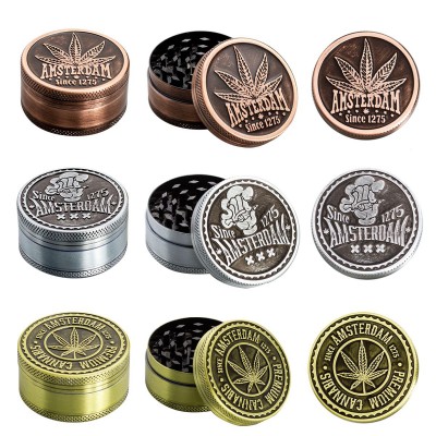 3 Part Leaf Design Zinc Grinder by Amsterdam - 50mm