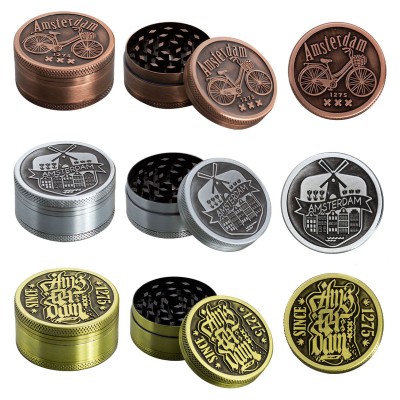 3 Part Classic Amsterdam Design Zinc Grinder - 50mm