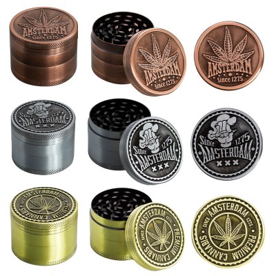 4 Part Leaf Design Zinc Grinder by Amsterdam - 50mm