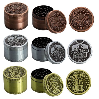 4 Part Classic Amsterdam Design Zinc Grinder - 50mm