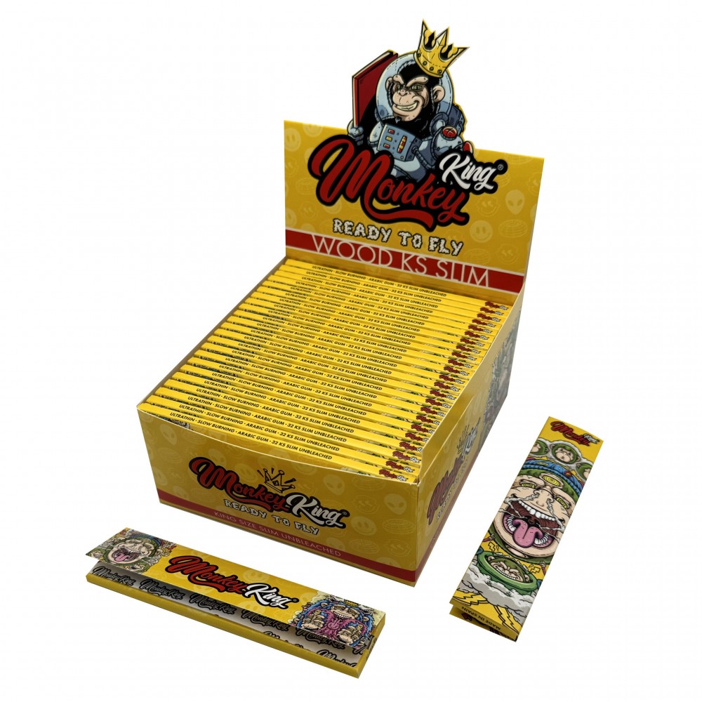 Monkey King Unbleached Psycho-Delic King Size Slim Wood Rolling Papers